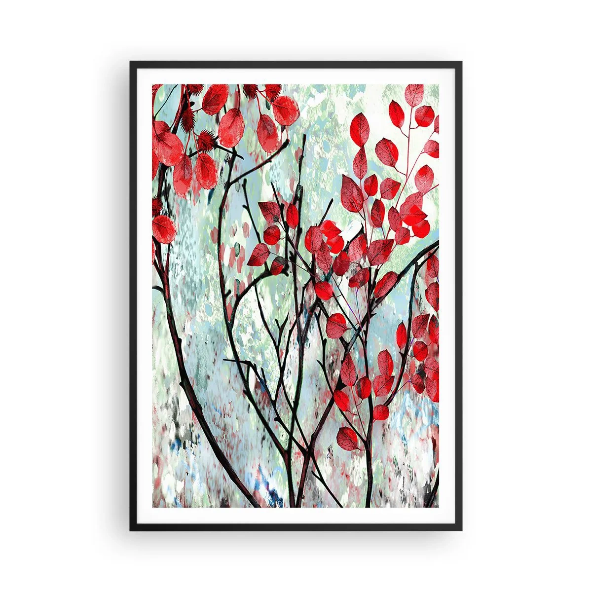 Poster în ramă neagră - Arbore în stacojiu - 70x100 cm