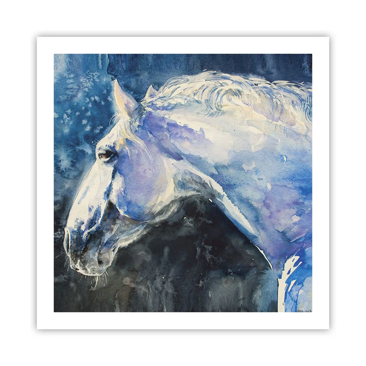 Poster - Portret într-o strălucire albastră - 60x60 cm