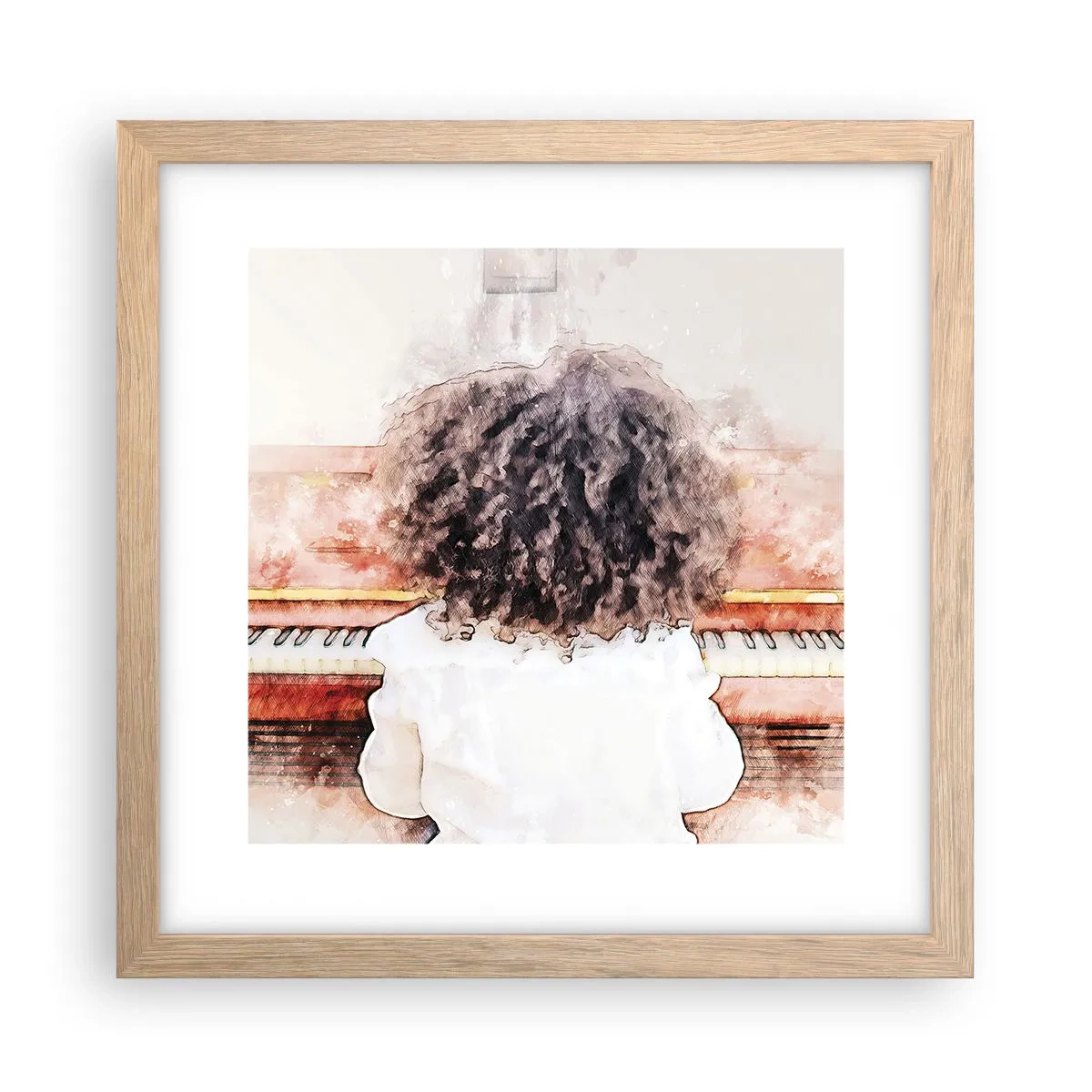 Poster în ramă de stejar deschis - Într-o lume a muzicii - 30x30 cm