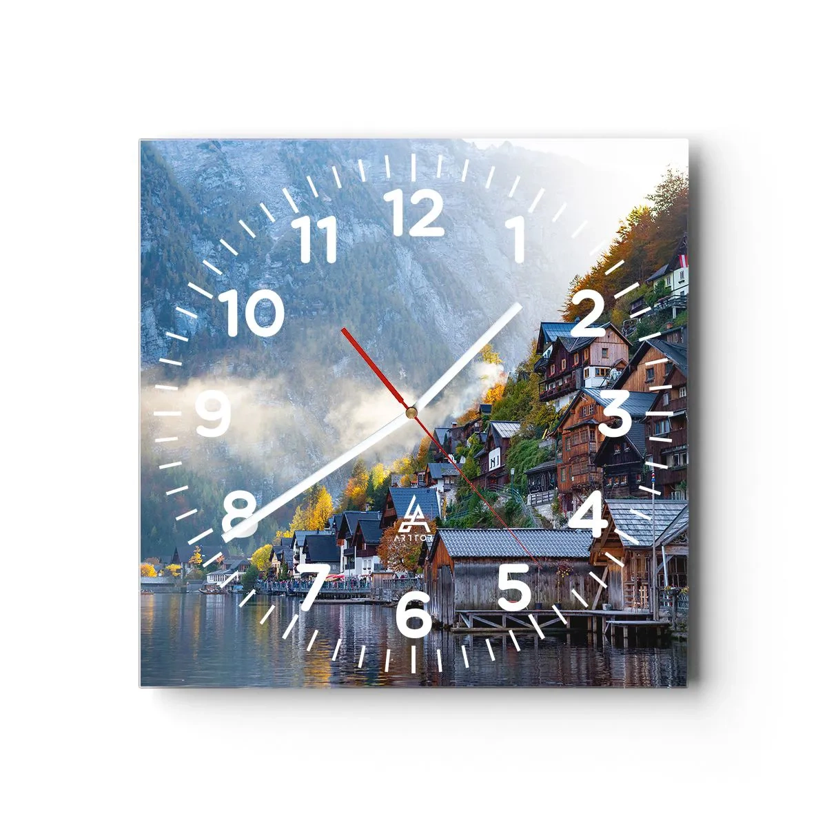 Ceas de perete - Ceas pe sticlă - Atmosferă alpină - 30x30 cm