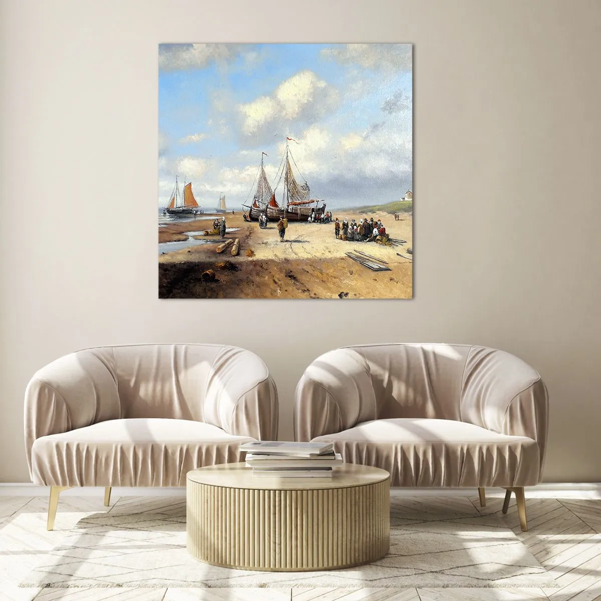 Tablou pe sticlă - Pescuit de succes - 70x70 cm