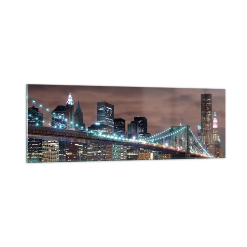 Tablou pe sticlă - Luminile marelui oraș - 90x30 cm