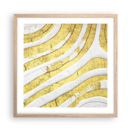 Poster în ramă de stejar deschis - Compoziția în alb și auriu - 50x50 cm