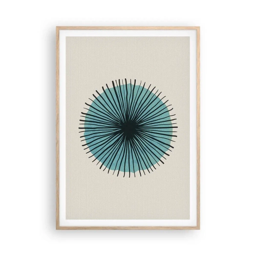 Poster în ramă de stejar deschis - Radiant pe albastru - 70x100 cm