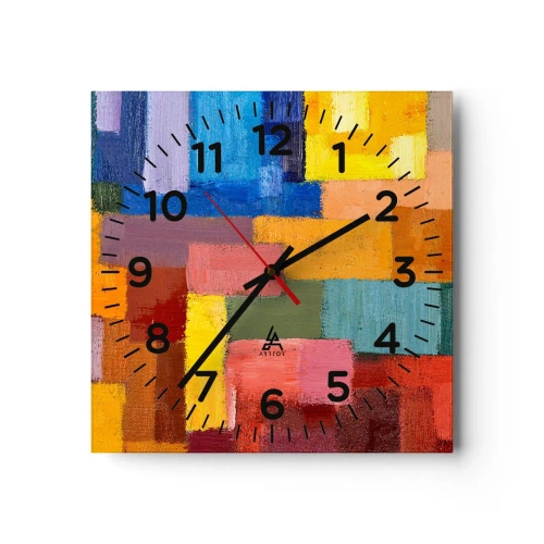 Ceas de perete - Ceas pe sticlă - Fiecare diferită, toate colorate - 40x40 cm