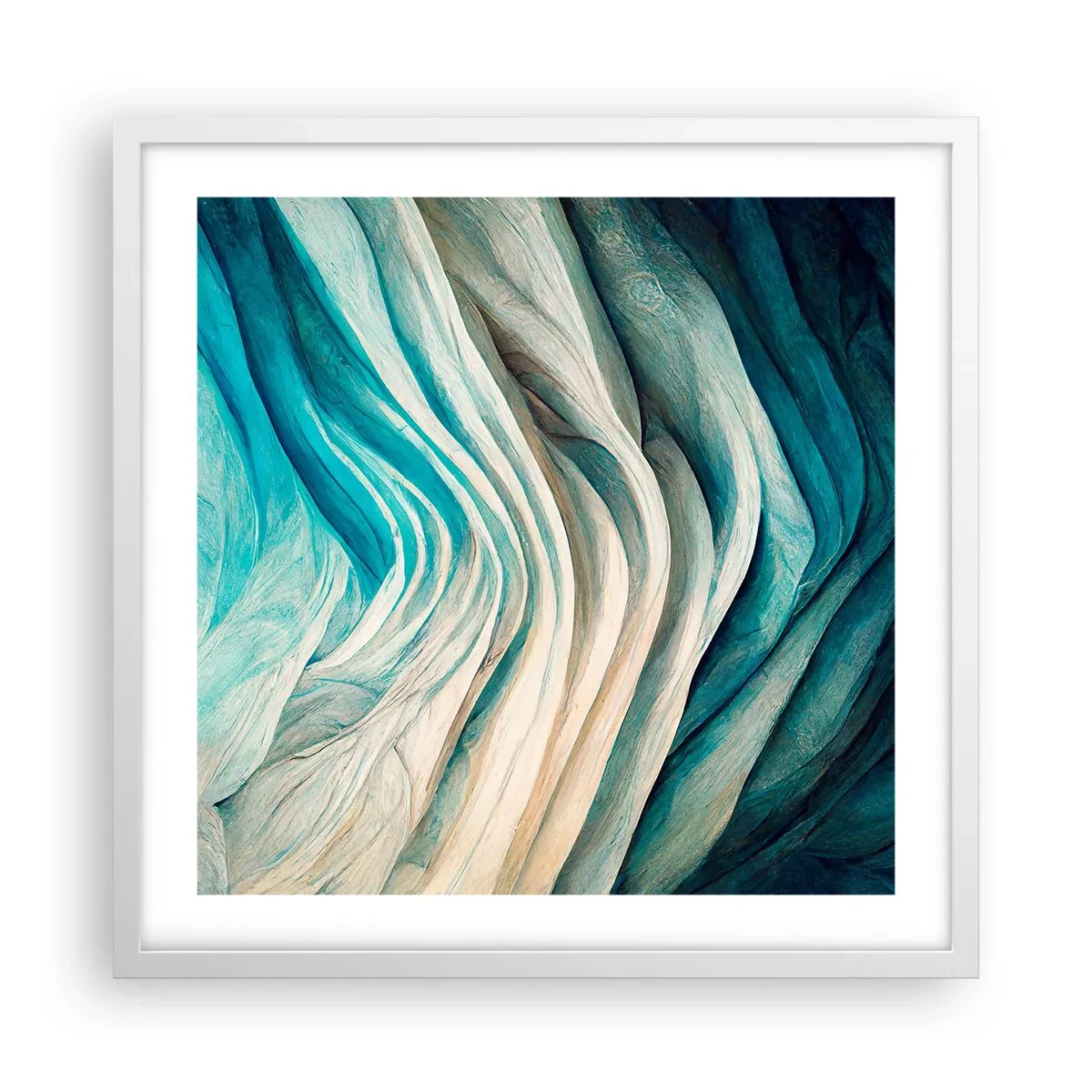 Poster în ramă albă - Insațiabilitate albastră - 50x50 cm