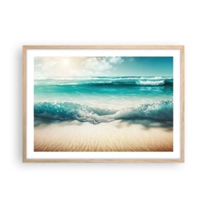Poster în ramă de stejar deschis - Calmul oceanului - 70x50 cm