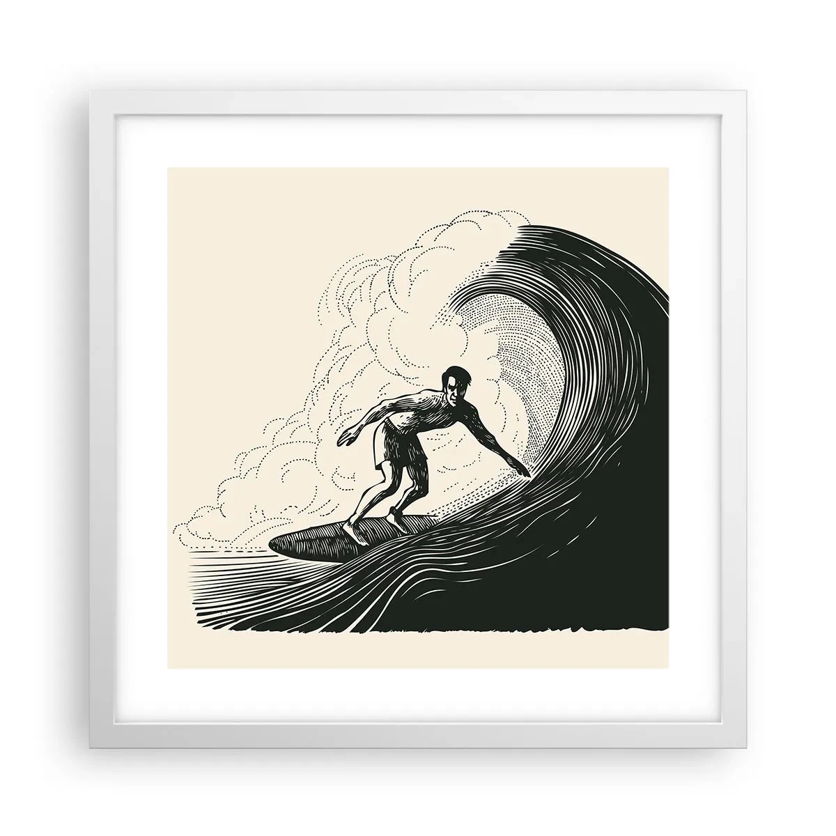 Poster în ramă albă - Regele valului - 40x40 cm