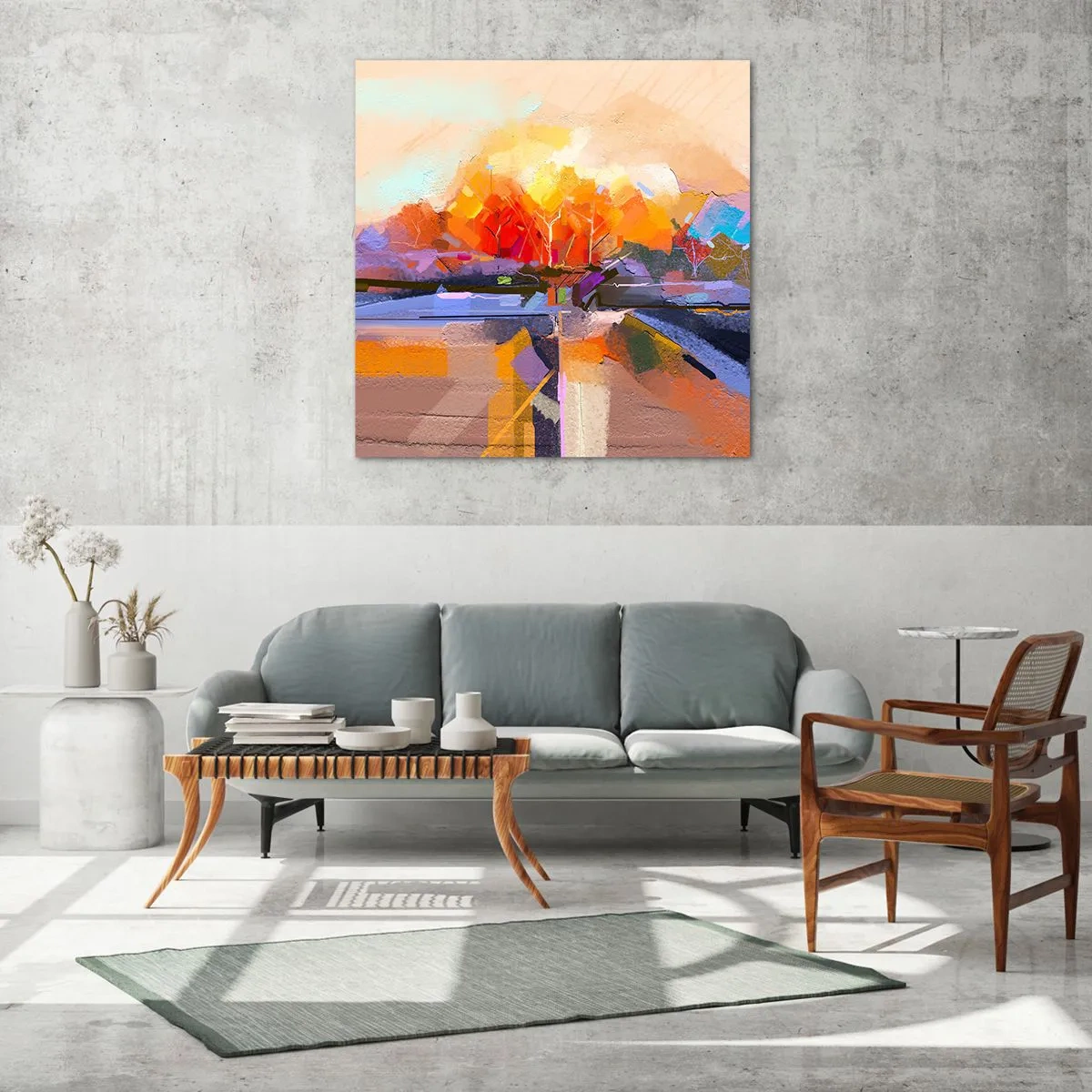 Tablou pe sticlă - A devenit toamnă - 70x70 cm