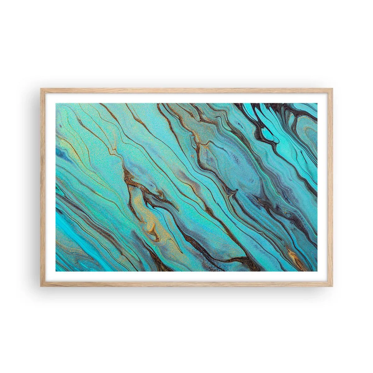 Poster în ramă de stejar deschis - Mareea turcoaz - 91x61 cm