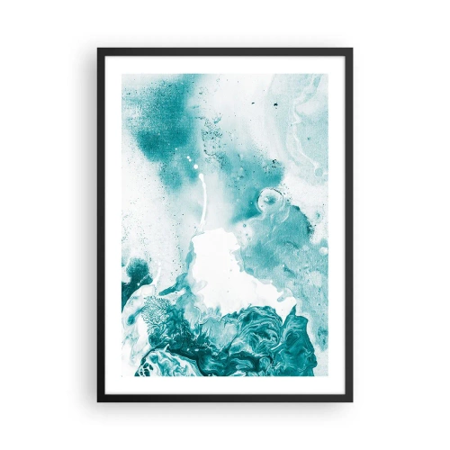 Poster în ramă neagră - Abstracție turcoaz cu detalii dinamice - 50x70cm - Câmpii inundabile de albastru - Decorațiune modernă pentru perete pentru living și dormitor ARTTOR