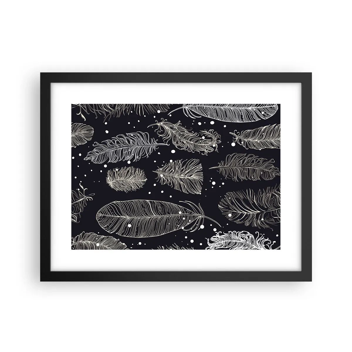 Poster în ramă neagră - Dantelă cu pene - 40x30 cm