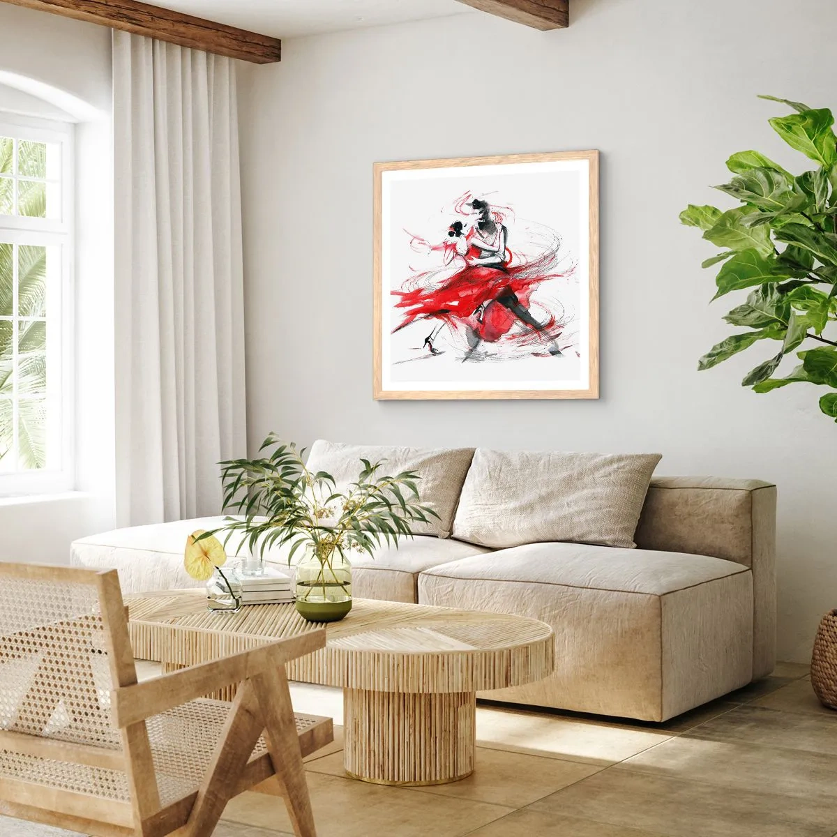 Poster în ramă de stejar deschis - Tango - ritmul pasiunii - 40x40 cm