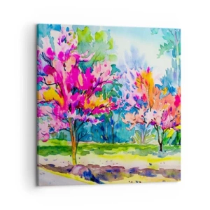Tablou pe pânză - Grădina curcubeului în splendoarea primăverii - 50x50 cm