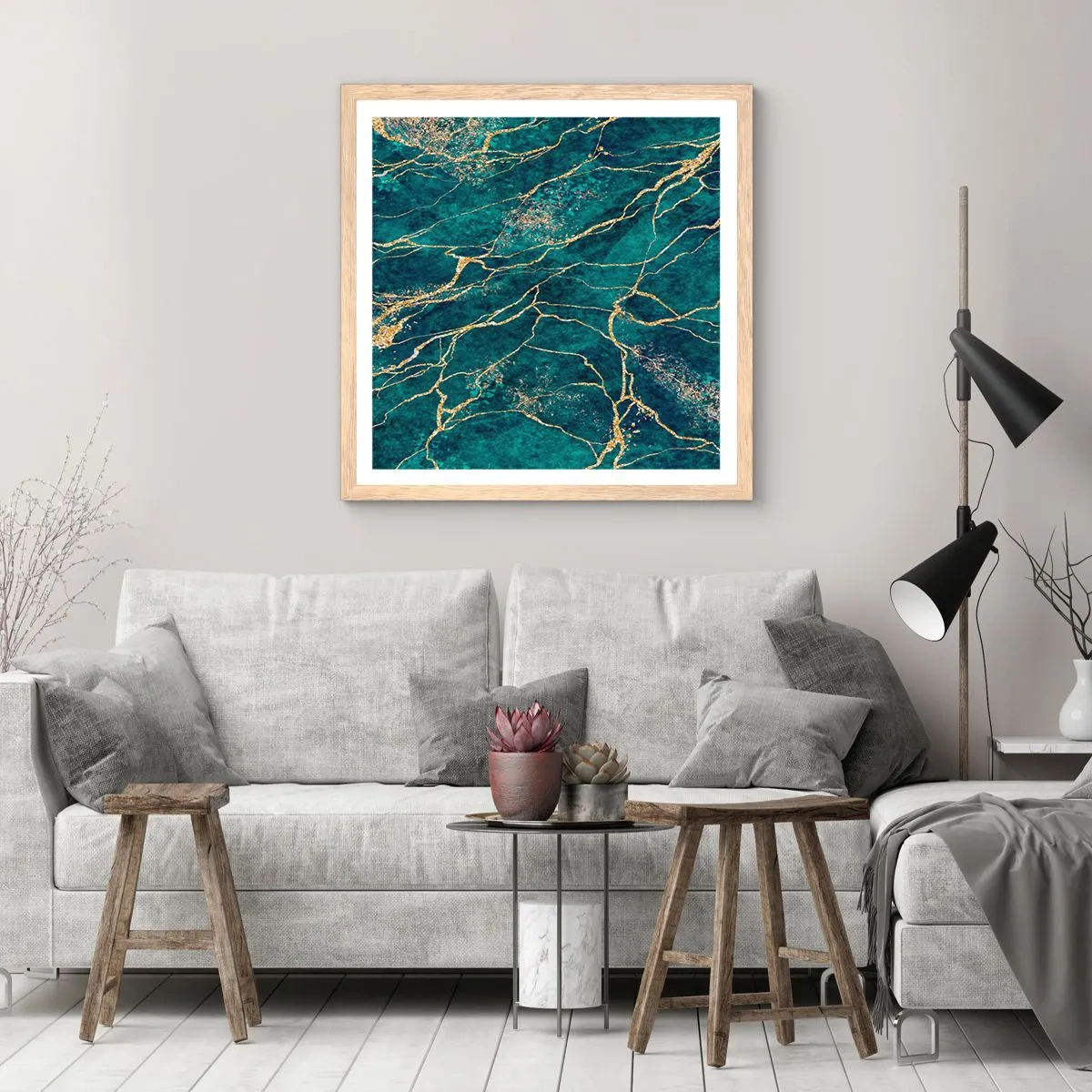 Poster în ramă de stejar deschis - Filon de aur - 60x60 cm