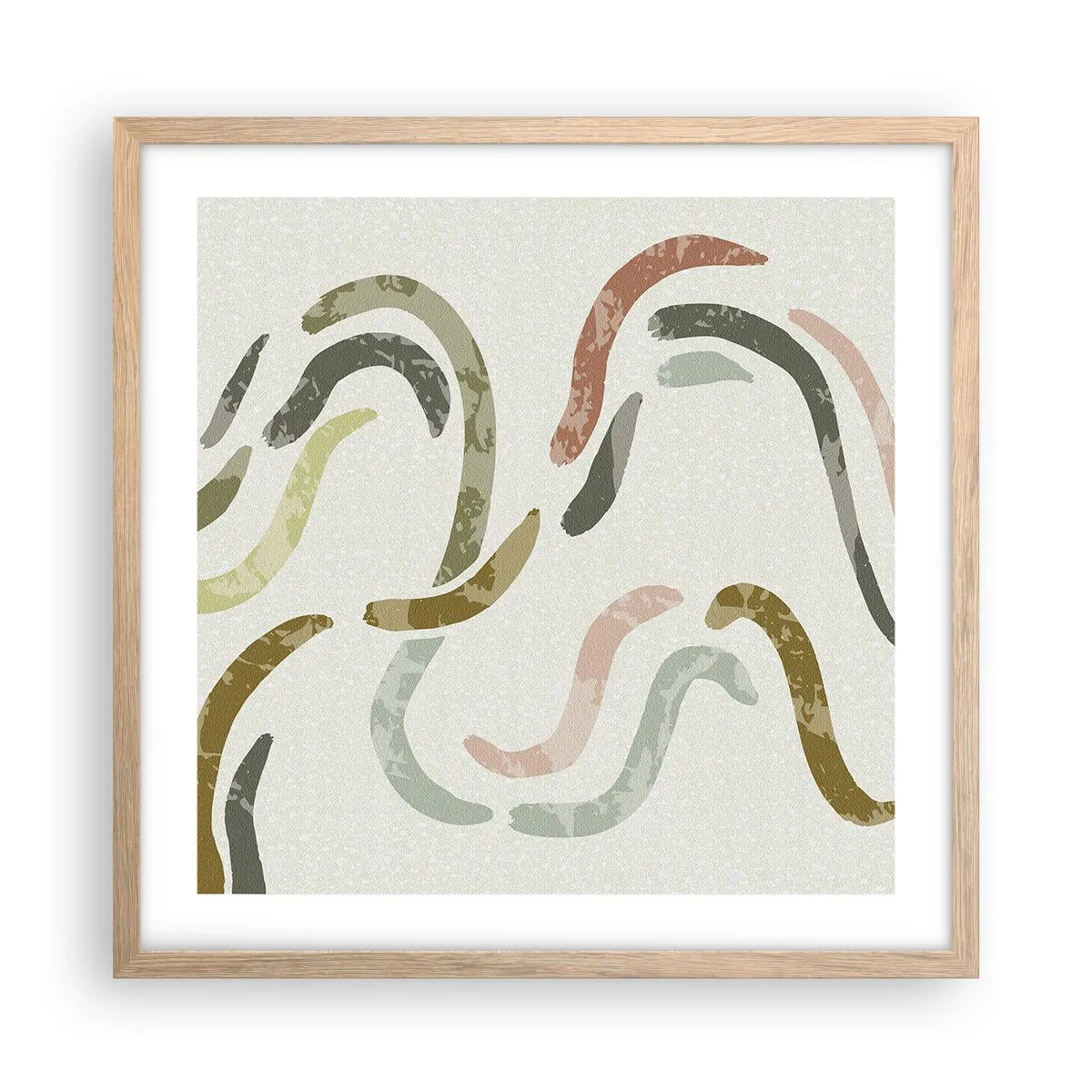 Poster în ramă de stejar deschis - Dansul vesel al abstracției - 50x50 cm