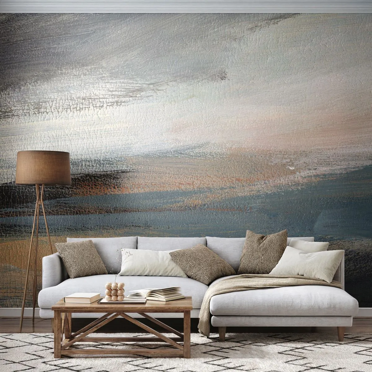 Tapet Premium Sand - Abstracție: peisaj nordic - Bucată, Abstracția, Minimalism - 100x70 cm