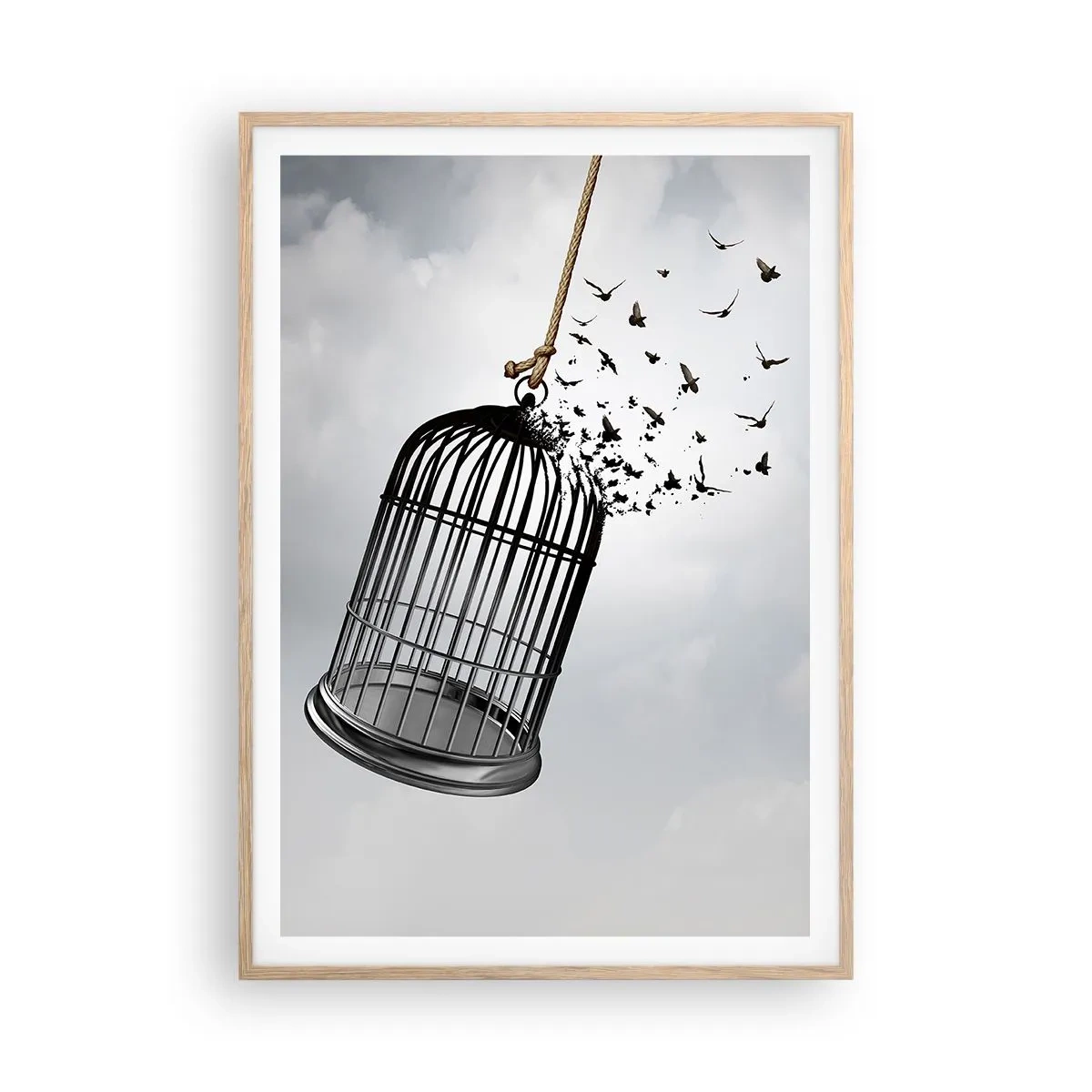 Poster în ramă de stejar deschis - Credință...Speranță...Libertate! - 70x100 cm