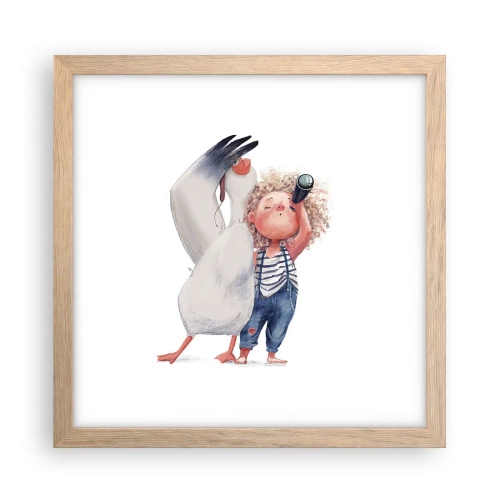 Poster în ramă de stejar deschis - Un plan pentru o călătorie minunată - 30x30 cm