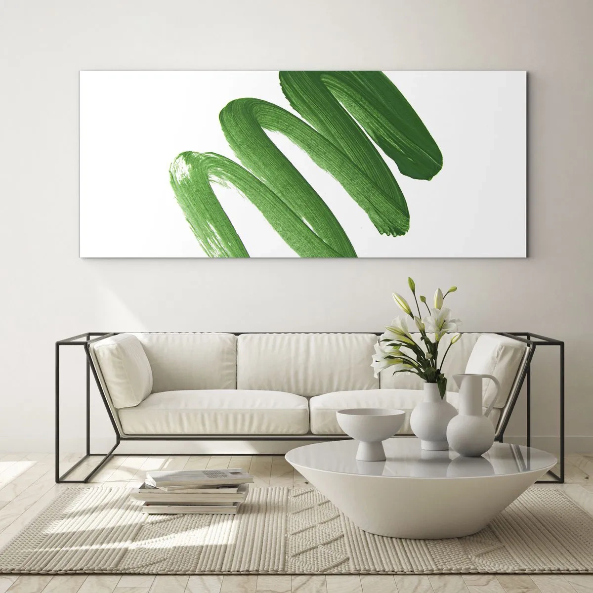 Tablou pe sticlă - Glumă verde - 100x40 cm