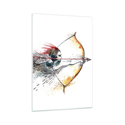Tablou pe sticlă - Războinic mitic cu un arc de foc - 70x100 cm