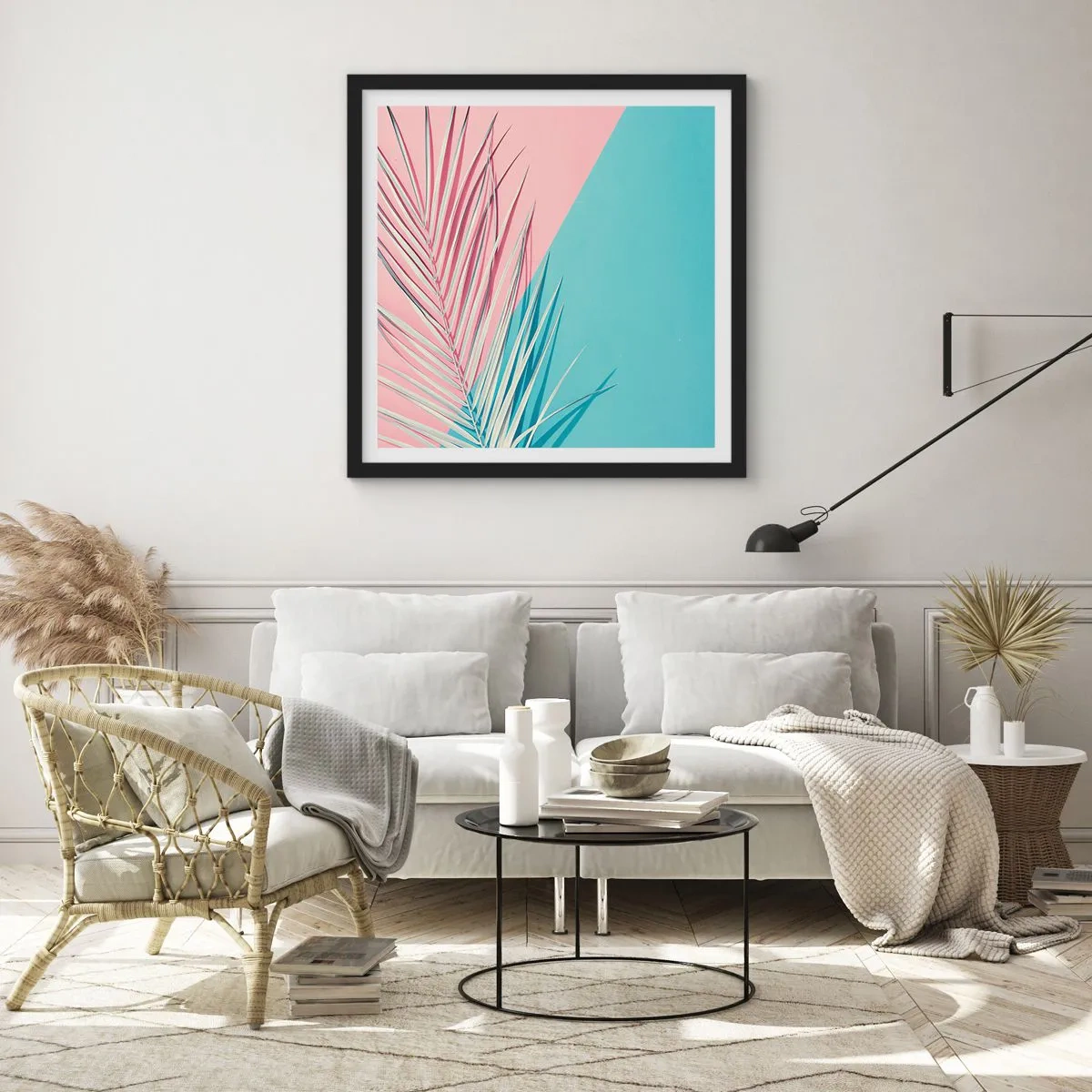 Poster în ramă neagră - Impresie tropicală - 30x30 cm