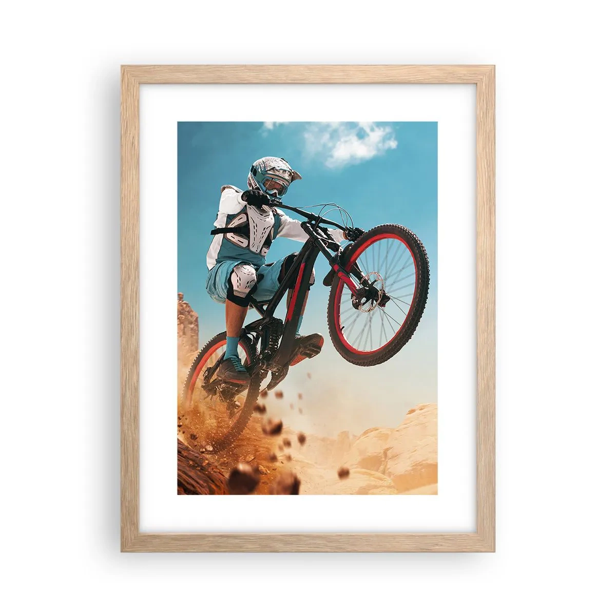 Poster în ramă de stejar deschis - Nebunia demonului bicicletei - 30x40 cm