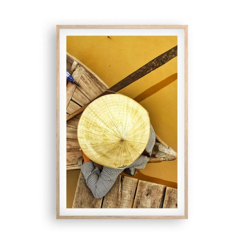 Poster în ramă de stejar deschis - Viața pe râul galben - 61x91 cm