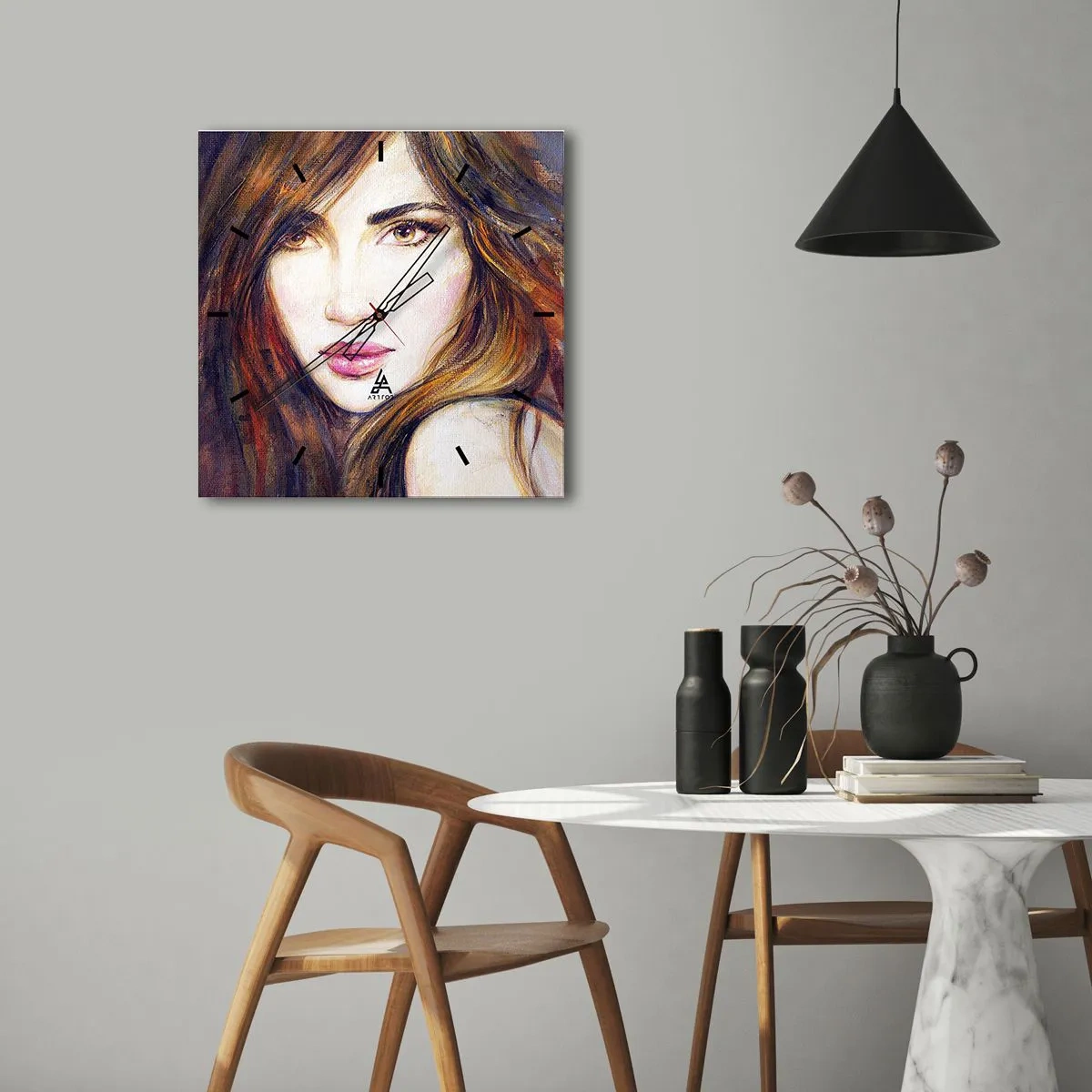 Ceas de perete - Ceas pe sticlă - Un bănuț pentru gândurile tale - 30x30 cm