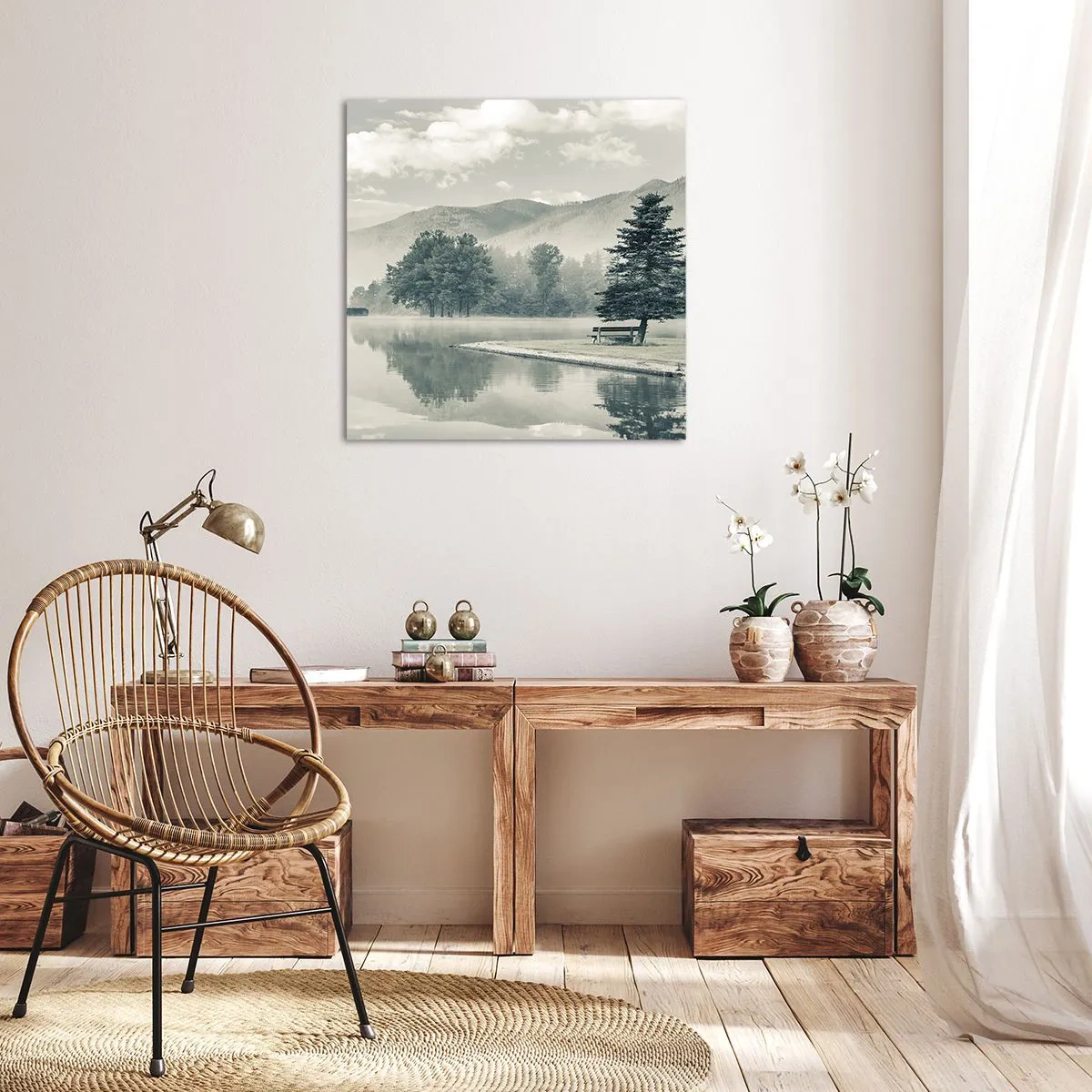 Tablou pe pânză - Lacul încă doarme - 70x70 cm