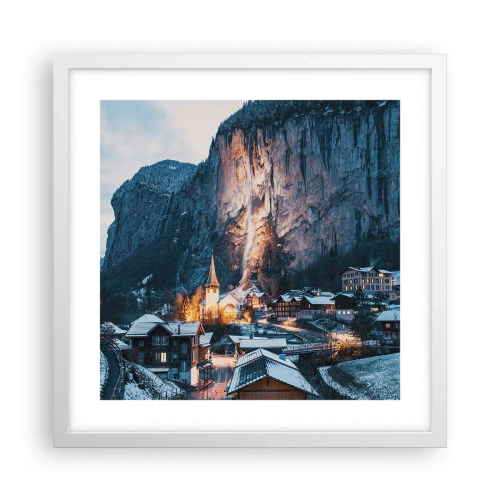 Poster în ramă albă - Spiritul luminos al iernii - 40x40 cm