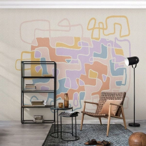 Tapet Premium Canvas - Labirintul - o aventură plină de bucurie - Minimalism, Pastel, Linii - 100x70 cm