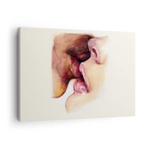 Tablou pe pânză Canvas - O pictură în acuarelă a unui prim-plan al unei fețe - 70x50cm - Ca ziua și noaptea, ca cerul și pământul - Decorațiune modernă pentru perete pentru living și dormitor ARTTOR