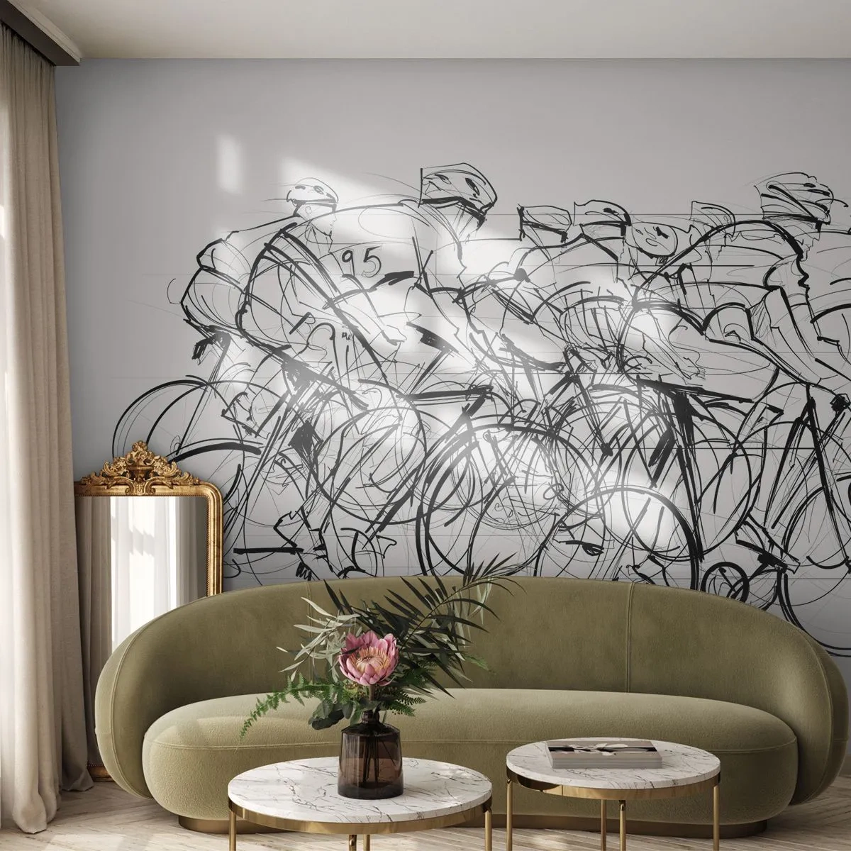 Tapet Premium Canvas - Mână în mână - Grafică, Bicicleta, Sport - 250x175 cm