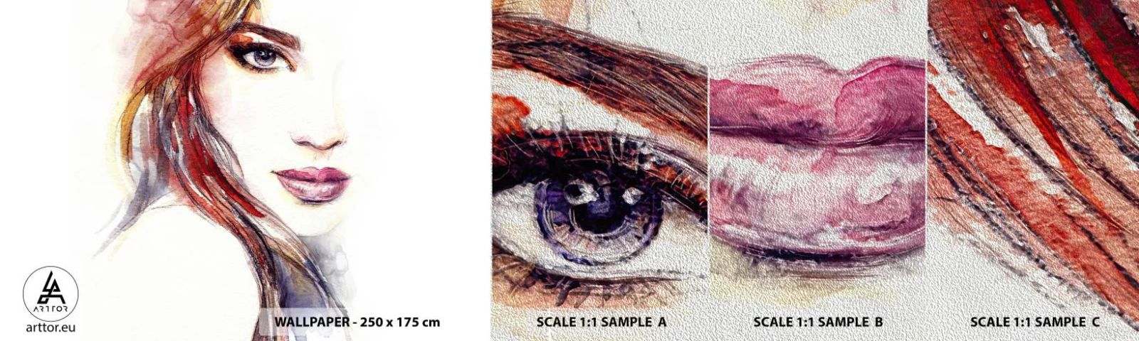 Mostră tapet Premium Sand - Vademecum - urmărește-mă - Femeie, Portretul unei femei, Fata frumoasa - 100x30 cm