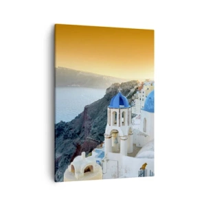 Tablou pe pânză - Santorini - îmbrățișat de stânci - 50x70 cm