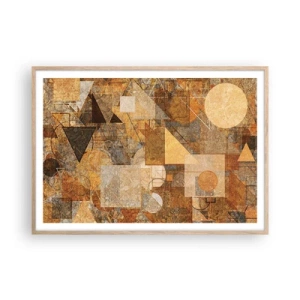 Poster în ramă de stejar deschis - Studiu cubist de bronz - 100x70 cm