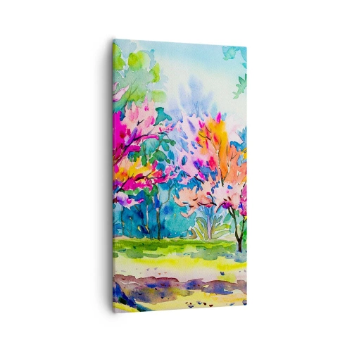 Tablou pe pânză - Grădina curcubeului în splendoarea primăverii - 55x100 cm