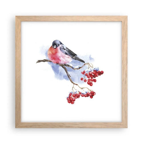 Poster în ramă de stejar deschis - Iarna în culori - 30x30 cm