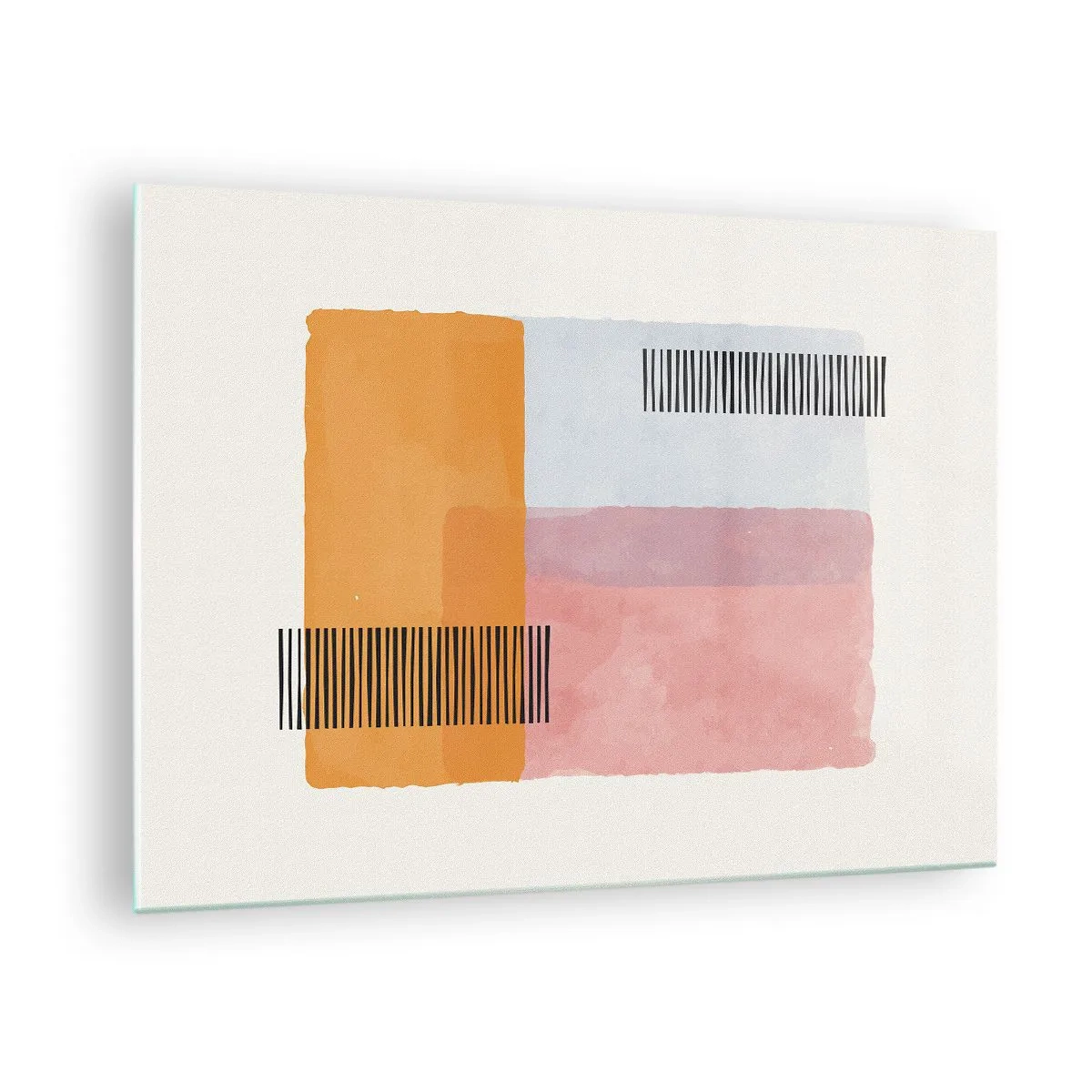 Tablou pe sticlă - Dreptunghiuri abstracte cu linii într-un stil minimalist - 70x50cm - Din colț în colț - Decorațiune modernă pentru perete pentru living și dormitor ARTTOR