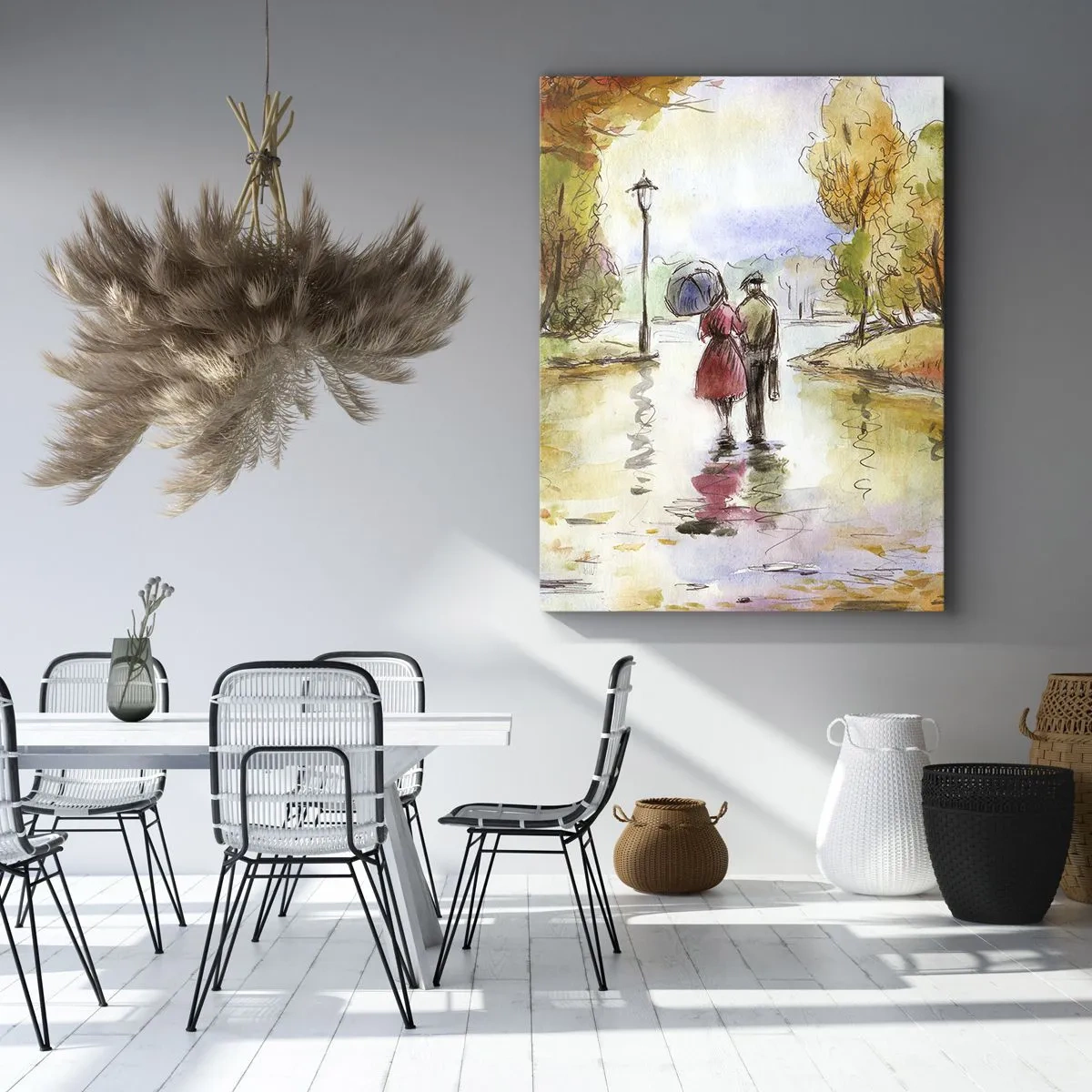 Tablou pe pânză - Toamnă romantică în parc - 45x80 cm