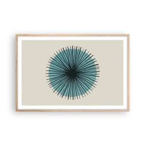 Poster în ramă de stejar deschis - Radiant pe albastru - 91x61 cm