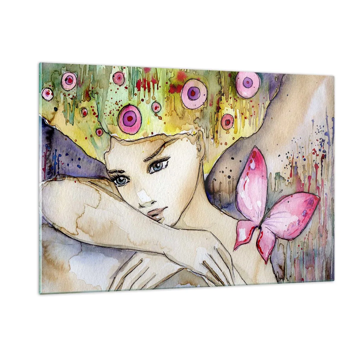 Tablou pe sticlă - Prințesa fluture - 120x80 cm