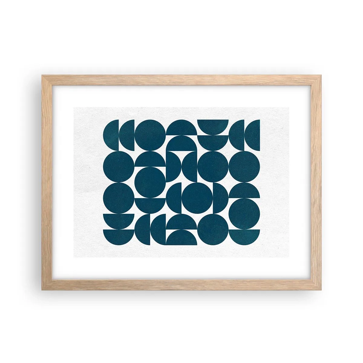 Poster în ramă de stejar deschis - Cercuri și semicercuri - 40x30 cm