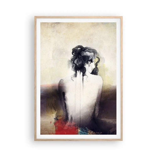 Poster în ramă de stejar deschis - Linii moi, forme ovale - 70x100 cm