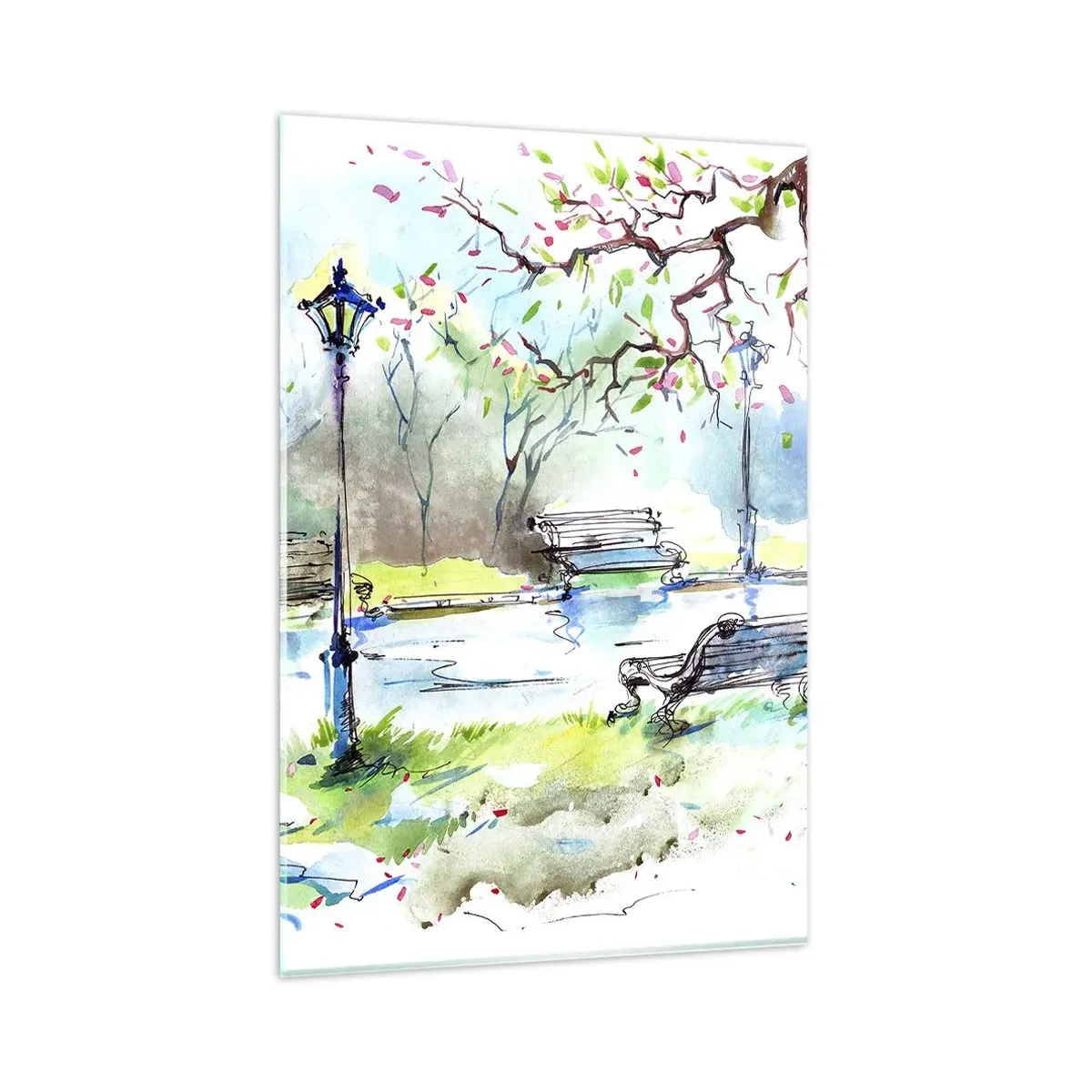 Tablou pe sticlă - Magia liniștii din parc - 80x120 cm