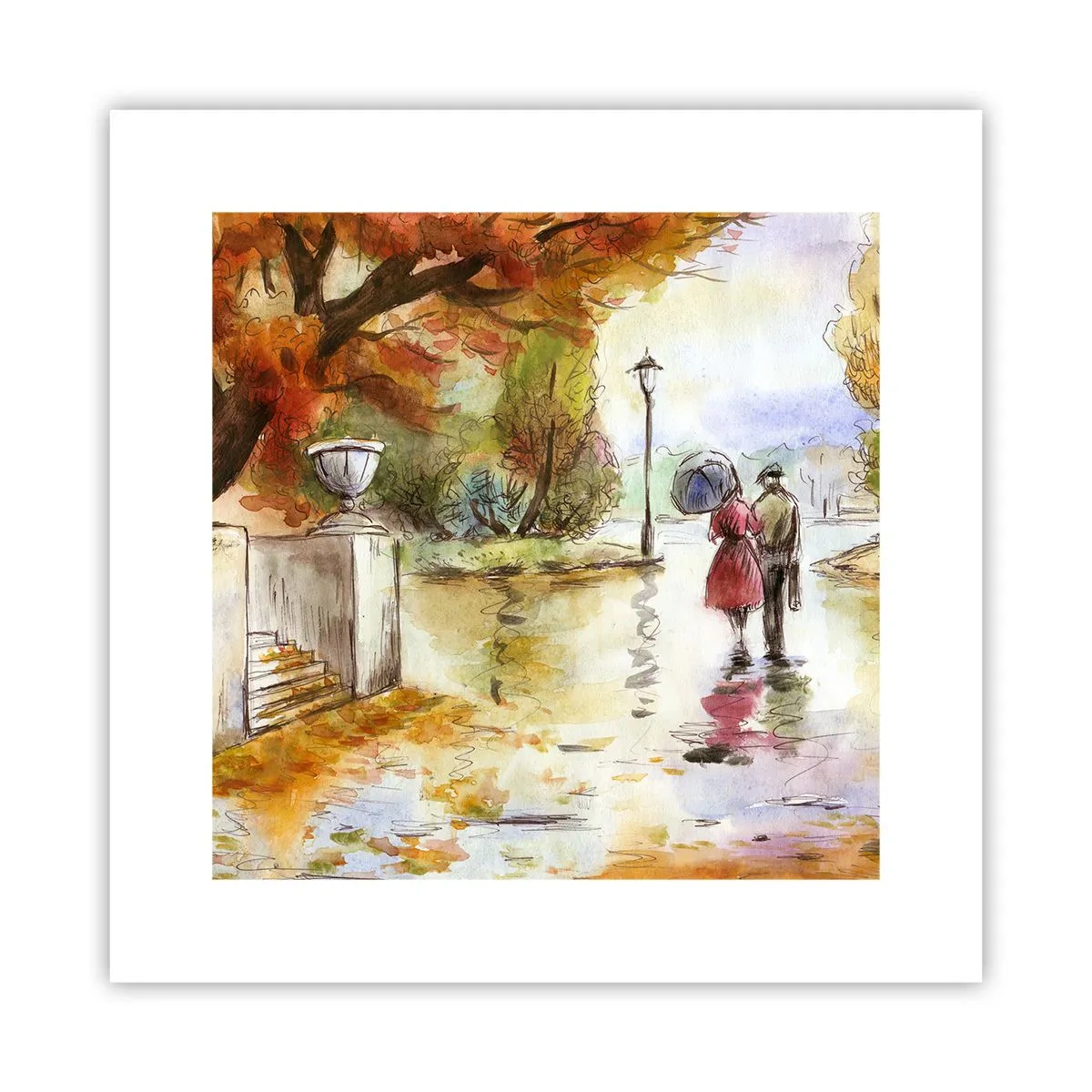 Poster - Toamnă romantică în parc - 30x30 cm