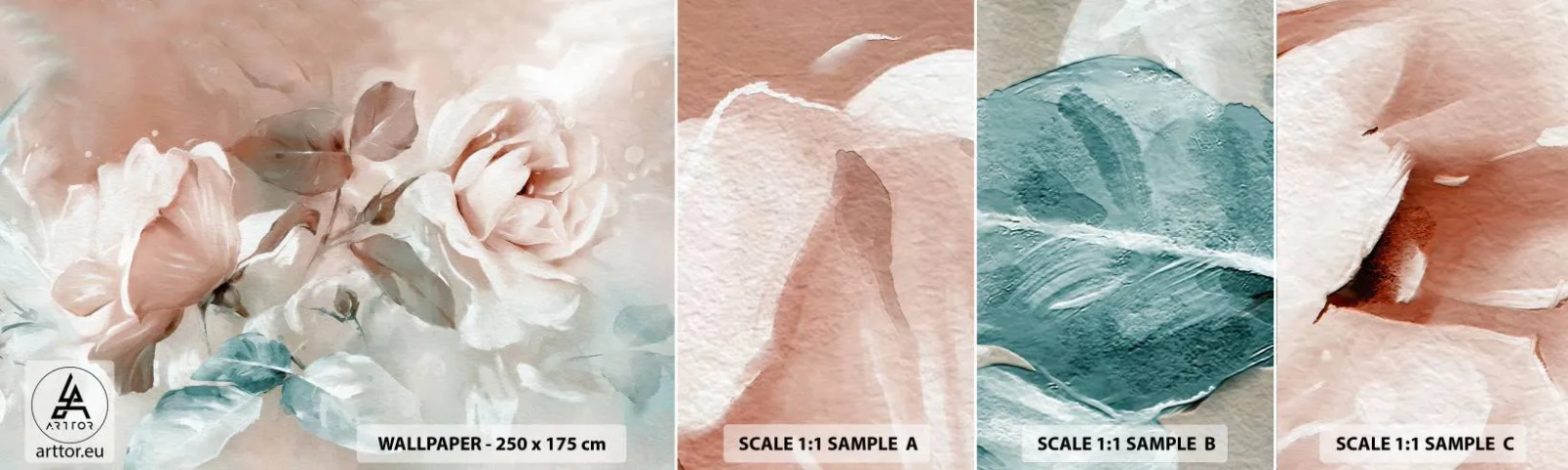 Mostră tapet autocolant Deluxe Sticker - Spiritul romantismului - Flori, Romantic, Trandafiri - 100x30 cm