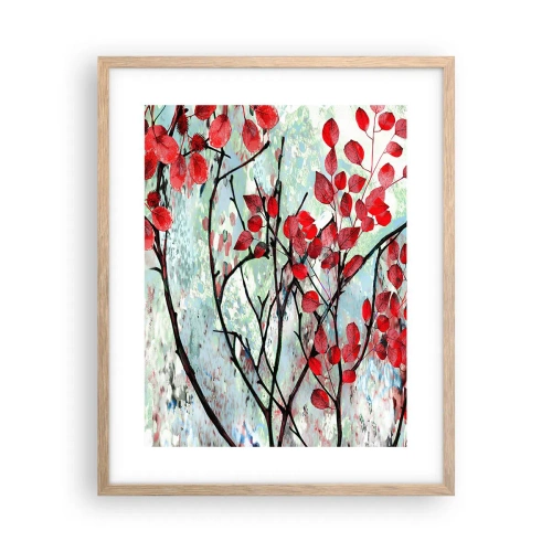 Poster în ramă de stejar deschis - Arbore în stacojiu - 40x50 cm