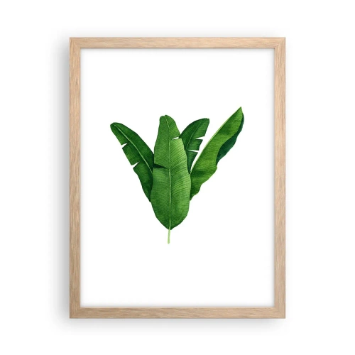Poster în ramă de stejar deschis - Simetrie verde - 30x40 cm
